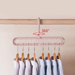 ENWORLD Magic Hangers Organizer 4 Pack Rotating Space Saving Hangers for Clothes Multi Functional Nine-Hole Closet Space Saver with Sturdy Plastic,Random Color