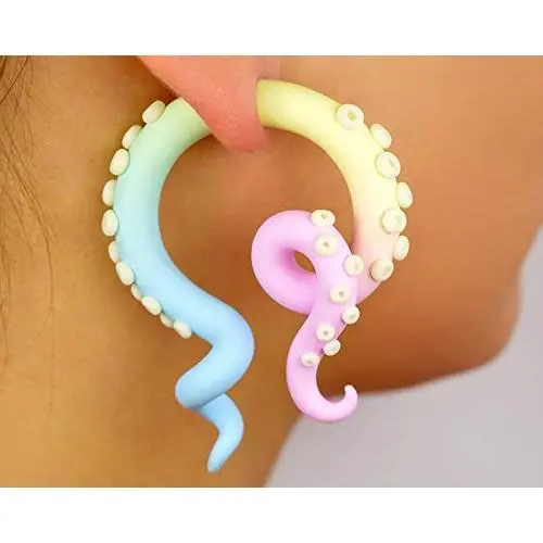 Yami Kawaii Tentacle Earrings with Night Glow Octopus Suckers Pastel Rainbow Glow In The Dark Plug Gauge Pastel Goth Anime Girl Menhera Fairy Kei Tunnels Harajuku Tapers Hangers Decoden Ear Stretchers Yami Kawaii Tentacle Earrings with Night Glow Octopus Suckers Pastel Rainbow Glow In The Dark Plug Gauge Pastel Goth Anime Girl Menhera Fairy Kei Tunnels Harajuku Tapers Hangers Decoden Ear Stretchers