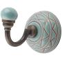 Indianshelf Handmade 1 Artistic Vintage Green Ceramic Etched Pattern Wall Hooks Hangers/Clothes Hooks for Wall
