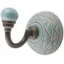 Indianshelf Handmade 1 Artistic Vintage Green Ceramic Etched Pattern Wall Hooks Hangers/Clothes Hooks for Wall Indianshelf Handmade 1 Artistic Vintage Green Ceramic Etched Pattern Wall Hooks Hangers/Clothes Hooks for Wall