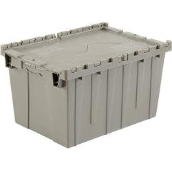 One Stop Shop Plastic Storage Bin Totes Container - High Density Polyethylene Plastic, Premium Attached Lid Distribution Containers, Shipping Hinged Lid, 21-7/8 x 15-1/4 x 12-7/8, Gray