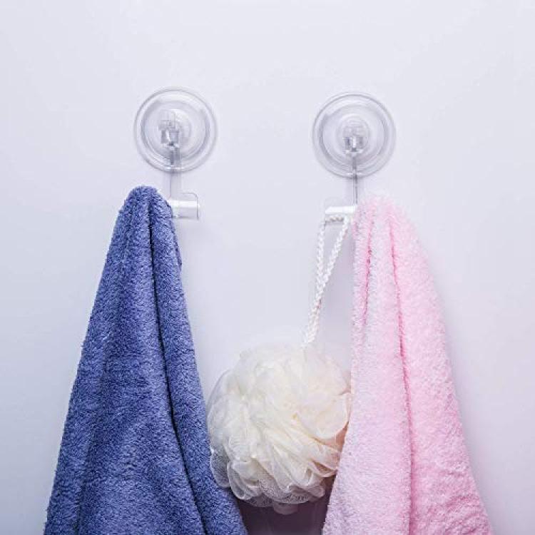 Luxear Suction Hook Shower Hooks Suction Razor Hooks for Shower Strong Suction Power Bathroom Towel Hooks for Livingroom Kitchen No Mark Waterproof