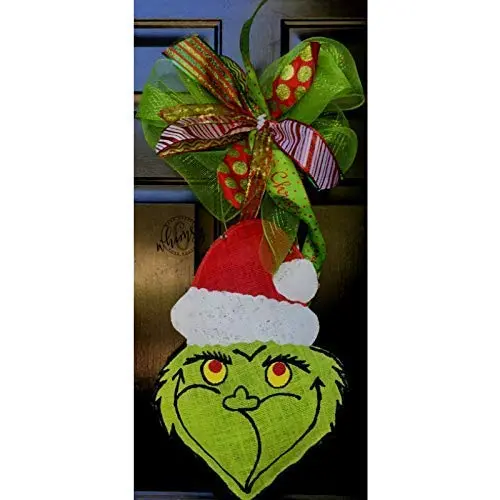 Hand Painted Christmas Grinch Burlap Door Hanger- Grinch Burlap Door Hanger-Christmas Door Hanger- Door Hanger Hand Painted Christmas Grinch Burlap Door Hanger- Grinch Burlap Door Hanger-Christmas Door Hanger- Door Hanger