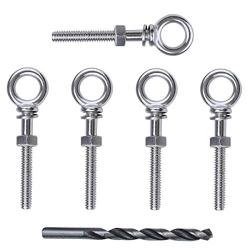 Muzata Stainless Steel T316 Shoulder Eye Bolts 1/4''x2'',Heavy Duty Eyebolts,5PACK CR31,Series CA1