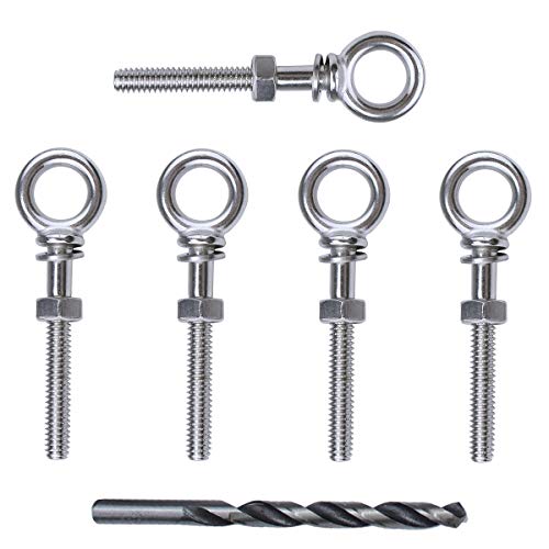 Muzata Stainless Steel T316 Shoulder Eye Bolts 1/4''x2'',Heavy Duty Eyebolts,5PACK CR31,Series CA1 Muzata Stainless Steel T316 Shoulder Eye Bolts 1/4''x2'',Heavy Duty Eyebolts,5PACK CR31,Series CA1