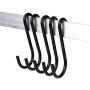 Zeltauto S Shaped Hook Pot Rack Hook Utility Hanger Holder for Kitchenware Utensils Clothes Bags Towels Plants, 30 Pcs (Black)