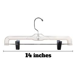 Decor Hut Clear Skirt & Pants Hangers 14 inch Clip Hanger for Pants with Swivel Hook 12 Pack