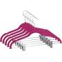 ZOYER Velvet Clothes Hangers with Clips - 12 Pack - Velvet Skirt Hangers - Non-Slip Pant Hangers (Pink)