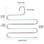 DOIOWN S-Type Stainless Steel Clothes Pants Hangers Closet Storage Organizer for Pants Jeans Scarf Hanging (14.17 x 14.96ins, Set of 3) (5-Pieces-Teal&Pink(Upgrade Style))