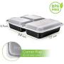 Meal Prep Containers 3 Compartment 45 Pack - Food Prep Containers Bento Boxes Bpa-Free Food Storage Containers with Lids - Lunch Containers Food Containers Reusable Meal Prep Containers by Prep Naturals