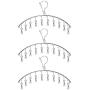 3 Pack Stainless Steel Laundry Drying Rack Clothes Hanger with 10 Clips For Drying Socks,Drying Towels, Diapers, Bras, Baby Clothes,Underwear, Socks Gloves