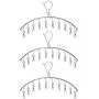 3 Pack Stainless Steel Laundry Drying Rack Clothes Hanger with 10 Clips For Drying Socks,Drying Towels, Diapers, Bras, Baby Clothes,Underwear, Socks Gloves