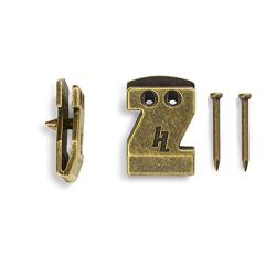 HangZ 40030 Flat Mount Sawtooth Picture Hooks, Narrow, 20lb, Antique Brass