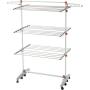 idee BDP-V23 Foldable Rolling 3-tier Clothes Laundry Drying Rack with with Stainless Steel Hanging Rods, Collapsible Shelves and Base for Easy Storage, Made-in-Korea, Premium Size, Orange