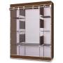 Clothes Closet Clothes Wardrobe Portable, Non-Woven Fabric Cloth Storage Wardrobe, Clothes Organizer Shelf Clothing Cabinet with Hangers, 4 Tiers and 10 Compartments, Brown