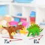 Ivy Step Fold Out Dinosaur Toy Boxes and Storage Bin with 7" Tyrannosaurus Rex and 6" Stegosaurus
