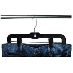 THE UM24 12 Pack Black Slack Pant/Skirt Hangers with Clips ? Cloth Bottom Hanger