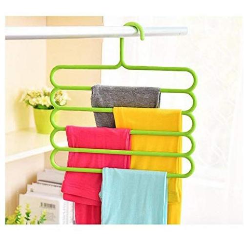 10PC Random Color 5 Layers Pants Clothes Hangers Non-Slip Multifunctional Clothes Hangers Multilayer Tie Scarfs Magic Hanger Home Decoration