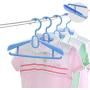 Liyes Plastic Hangers, Dry Wet Clothes Clothes Tree, Telescopic Durable Hanger Space-Saving Clothes Stand with Non-Slip Pads Adjustable Cushion Clips for Coat, Jacket, Dress, Shirt (Blue)