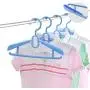 Liyes Plastic Hangers, Dry Wet Clothes Clothes Tree, Telescopic Durable Hanger Space-Saving Clothes Stand with Non-Slip Pads Adjustable Cushion Clips for Coat, Jacket, Dress, Shirt (Blue)