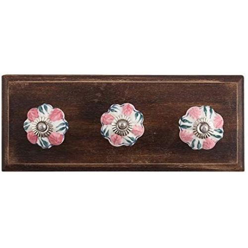 Indianshelf Handmade 2 Artistic Vintage Pink Wooden Royal Wall Hooks Hangers/Clothes Hooks Wall Mount