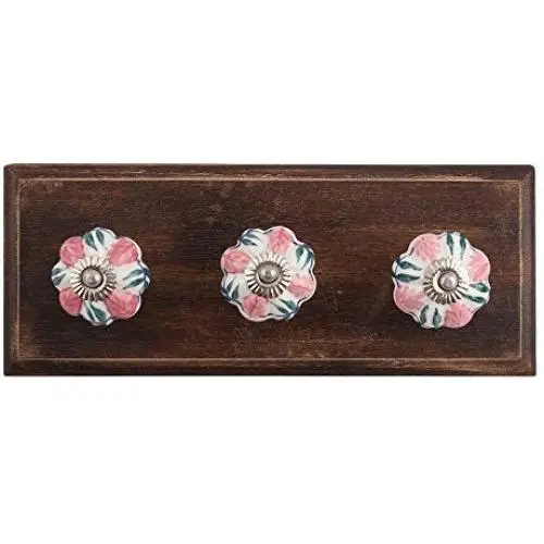 Indianshelf Handmade 2 Artistic Vintage Pink Wooden Royal Wall Hooks Hangers/Clothes Hooks Wall Mount