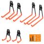 Ihomepark Heavy Duty Garage Storage Utility Hooks for Ladders & Tools, Wall Mount Garage Hanger & Organizer - Tool Holder U Hook with Anti-Slip Coating (6 Pack - Orange)