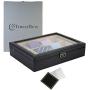 TIMELYBUYS Tie Display Case for 12 Ties, Belts, and Mens Accessories Black Carbon Fiber Storage Box TIMELYBUYS Tie Display Case for 12 Ties, Belts, and Mens Accessories Black Carbon Fiber Storage Box