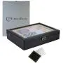 TIMELYBUYS Tie Display Case for 12 Ties, Belts, and Mens Accessories Black Carbon Fiber Storage Box