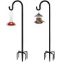 Artibear Adjustable Outdoor Shepherd Hook Stand with 5 Prong Base, 76 Inches Tall 3/5 in Thick, Shiny Black (2 Packs)