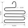 CEISPOB Pants Hangers S-Type Clothes Jeans Hanger, Space Saving Magic Hangers, Newest Version Closet Storage Organizer for Pants Jeans Trousers Scarf Hanging (Black, 5 Pack)