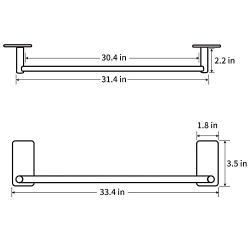 LuckIn 32 Inch Towel Bar Self Adhesive Towel Rod, No Drill Towel Holder Self Stick Wall Towel Rod, Stainless Steel Towel Hanger Rail Damage Free Hanging for Bathroom, TR016032S