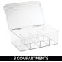 mDesign Plastic First Aid Kit Storage Boxes for Bathroom, Kitchen, Cabinet, Closet, Drawer - Organizes Medicine, Ointments, Adhesive Bandages, Dental, Diabetic Supplies, 8 Divided Sections - Clear