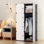 KOUSI Portable Closets 14&quotx18" Depth Cube Wardrobe Closet Wardrobe in Closet Armoire Wardrobe Closet Bedroom Armoire Room Closet with Doors Storage Organizer with Doors,5 Cubes 1 Hanger