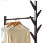 Floor-Standing Simple Hanger Bedroom Living Room Wooden Clothes Rack (Color : Coffee Color)