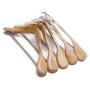 Ezihom Wood Suit Hangers with Extra Wide Shoulder, Solid Wood Coat Hangers with Natural Finish, Heavy Duty Wooden Hangers for Suit, Coat, Jacket with Non Slip Bar, 360 Swivel Chrome Hook, 5pcs