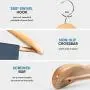 Tenrry 6 Pcs Wide Shoulder Wooden Hangers with Non Slip Pants Bar for Coat Clothes Dress Suit