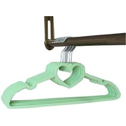 Blancho Bedding 10pieces Durable Plastic Hanger Wardrobe Clothes Hanger Non-Slip, Heart, Green