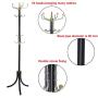 ????LUORATA Floor Standing Sturdy Metal Coat Rack Stand Entryway Hall Tree Wooden Coat Rack Hanger for Coat Jacke Hat Clothes Purse Scarves Umbrella (17.7 x 17.7 x 70.1 inches, Raisi Black Hooks)