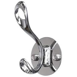 uxcell Dual Wall Hooks Zinc Alloy Rack Wall Mounted Clothes Hanger Storage w Screws Plating Finish, Silver Tone