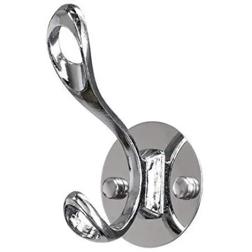 uxcell Dual Wall Hooks Zinc Alloy Rack Wall Mounted Clothes Hanger Storage w Screws Plating Finish, Silver Tone uxcell Dual Wall Hooks Zinc Alloy Rack Wall Mounted Clothes Hanger Storage w Screws Plating Finish, Silver Tone