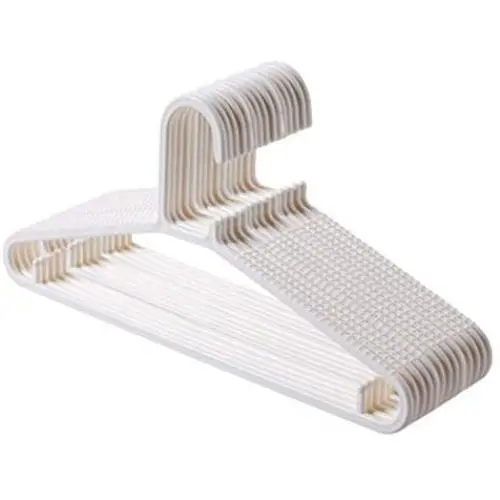 20 Non-Slip Plastic Clothes Hangers for Adults,White 20 Non-Slip Plastic Clothes Hangers for Adults,White