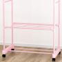 SqsYqz Drying Racks Thick Mesh Floor Floor Clothes Rail Balcony Double Pole Hanger Drying Rack Indoor Summer,Pink
