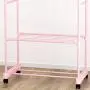 SqsYqz Drying Racks Thick Mesh Floor Floor Clothes Rail Balcony Double Pole Hanger Drying Rack Indoor Summer,Pink