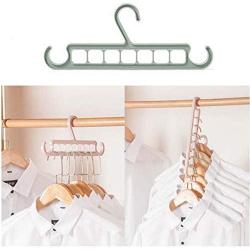 10pcs Random Color Multifunction Wardrobe Space Saving, 9-Hole Magic Clothes Hanger Closet Storage Vertical Organizer Coat Hanger with Hook