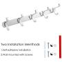 devesanter Coat Hooks Wall Mounted Self Adhesive Space-Saving Coat Hanger with 5 Stainless Steel Hooks for Coats Hats Scarves Clothes Key(1pack)