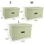 ANMINY Storage Boxes Set of 3 with Lids and Handles Foldable Lidded Cotton Linen Fabric Home Storage Cubes Bins Baskets Clothes Toys Organizer Containers Small + Medium + Large Size, Green ANMINY Storage Boxes Set of 3 with Lids and Handles Foldable Lidded Cotton Linen Fabric Home Storage Cubes Bins Baskets Clothes Toys Organizer Containers Small + Medium + Large Size, Green
