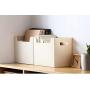 Portable File Folder Organizer, Magazine & Book Storage Boxes with Side Handles, Ivory White