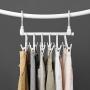 combnine Pants Hangers Double Hook Trousers Rack Adjustable Rotating Folding Multi-Layer Closet Hangers Magic Space Saver Storage Rack for Clothes Towel Scarf