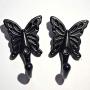 4 Sets Wall Mounted Hanger Hooks Vintage Door Hangers for Clothes Towel Coat Hat Butterfly Patterned Black （Length:2-1/4", Width: 1-3/8"）